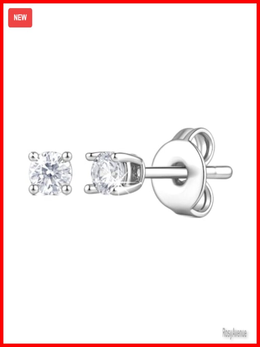 14K Gold Plated Lab Grown Diamond Stud Earrings 4 Prong Push Back